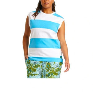 NWOT Houston White Adult Rugby Tank Top - Blue/White Striped 2XL